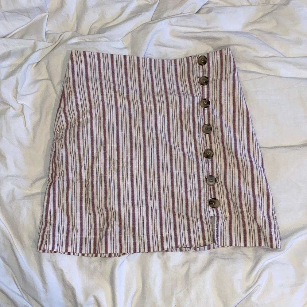 LR Pinstripe Button Skirt